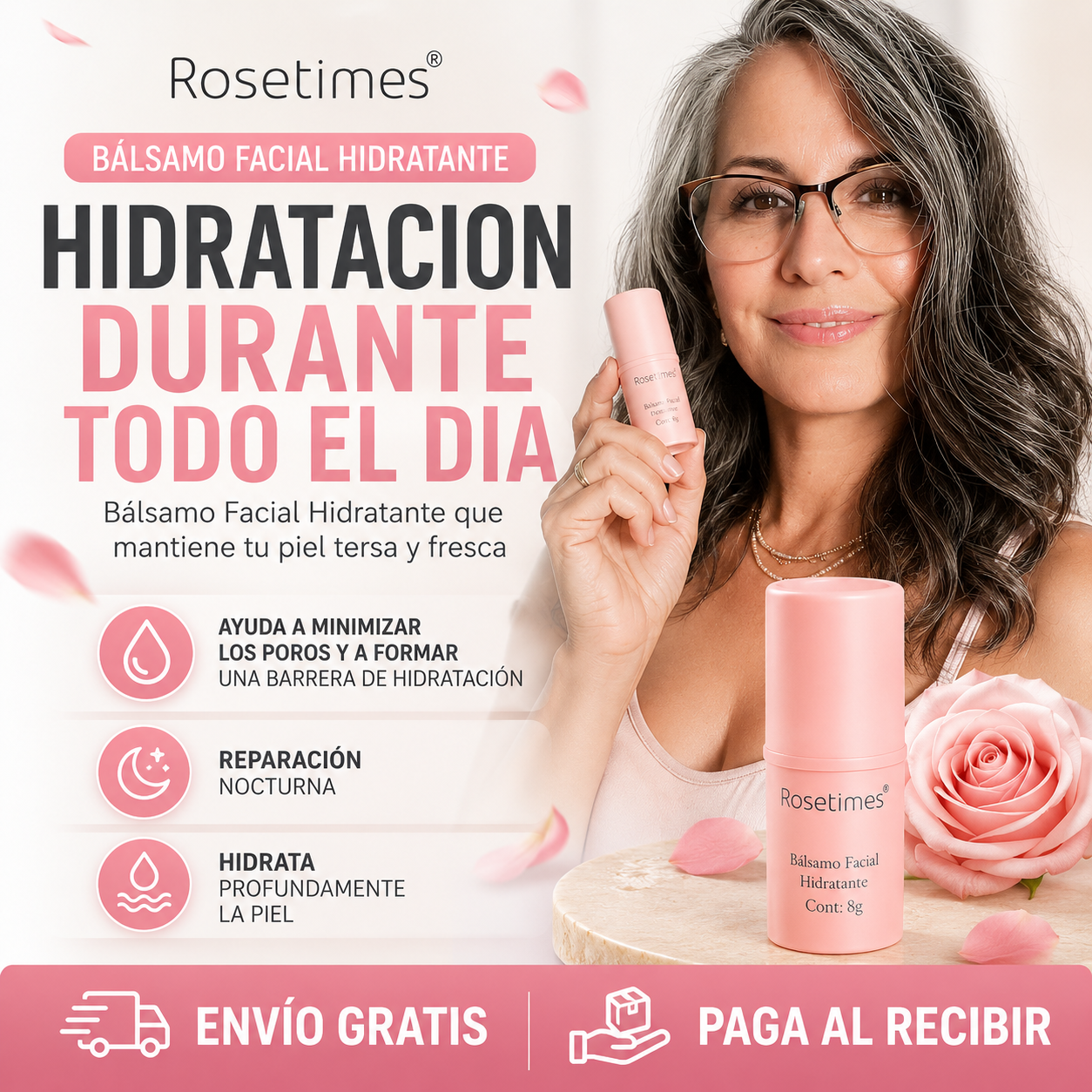 Bálsamo Facial Hidratante - Rosetimes Glow Stick™